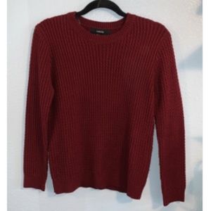 red cable knit sweater